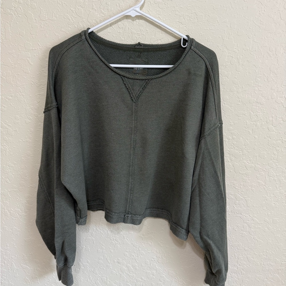 Aerie Dark Green Cropped Sweatshirt